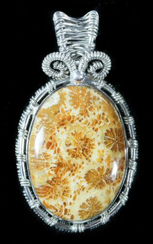 Million Year Old Fossil Coral Pendant - Sterling Silver #48487